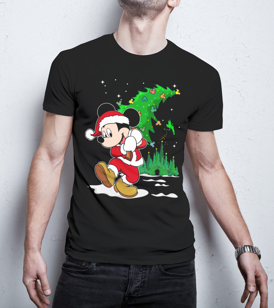 Merry Christmas Mickey Mouse Santa Magic Disney Tree T-Shirt