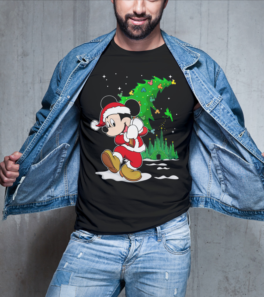 Merry Christmas Mickey Mouse Santa Magic Disney Tree T-Shirt