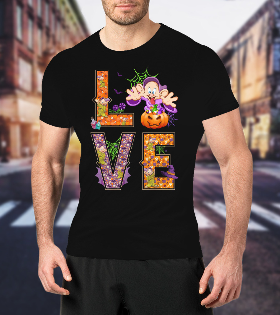 Love Halloween Dopey Pumpkin Spiderwebs T-Shirt