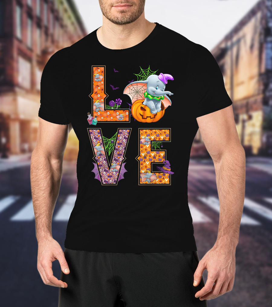 Love Dumbo Halloween Pumpkin Spiderweb Costume T-Shirt