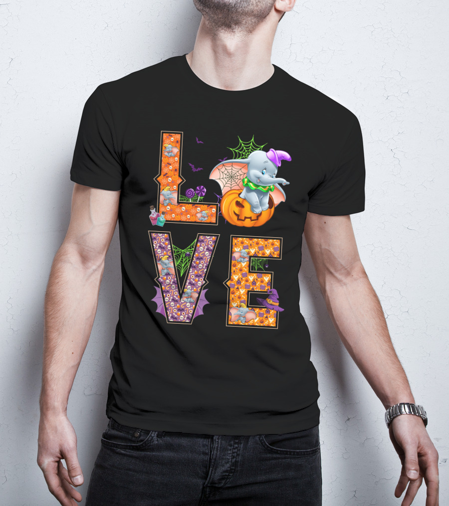 Love Dumbo Halloween Pumpkin Spiderweb Costume T-Shirt