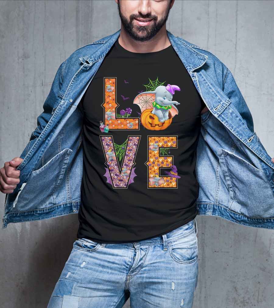 Love Dumbo Halloween Pumpkin Spiderweb Costume T-Shirt