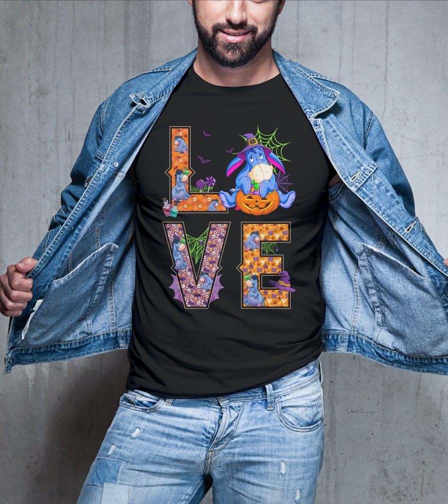 Eeyore Halloween Love Pumpkin Witch Hat Web T-Shirt