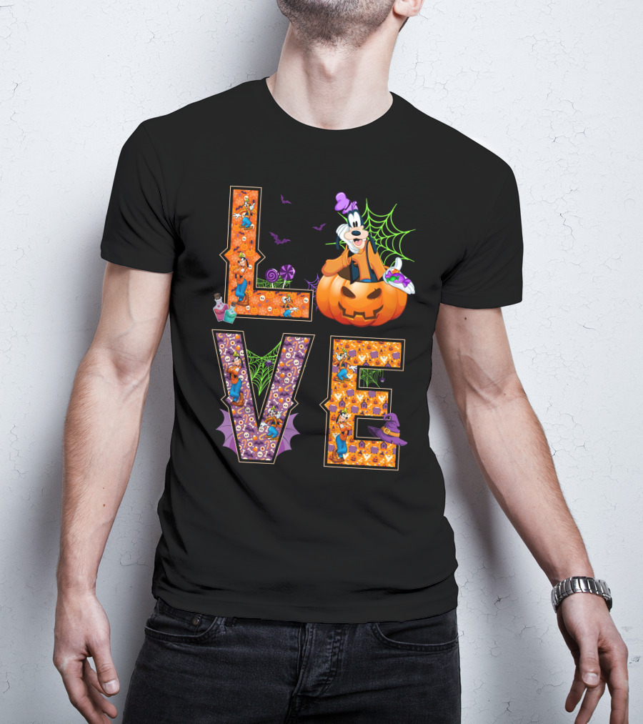 Goofy Halloween Love Pumpkin Spiderweb Bats T-Shirt