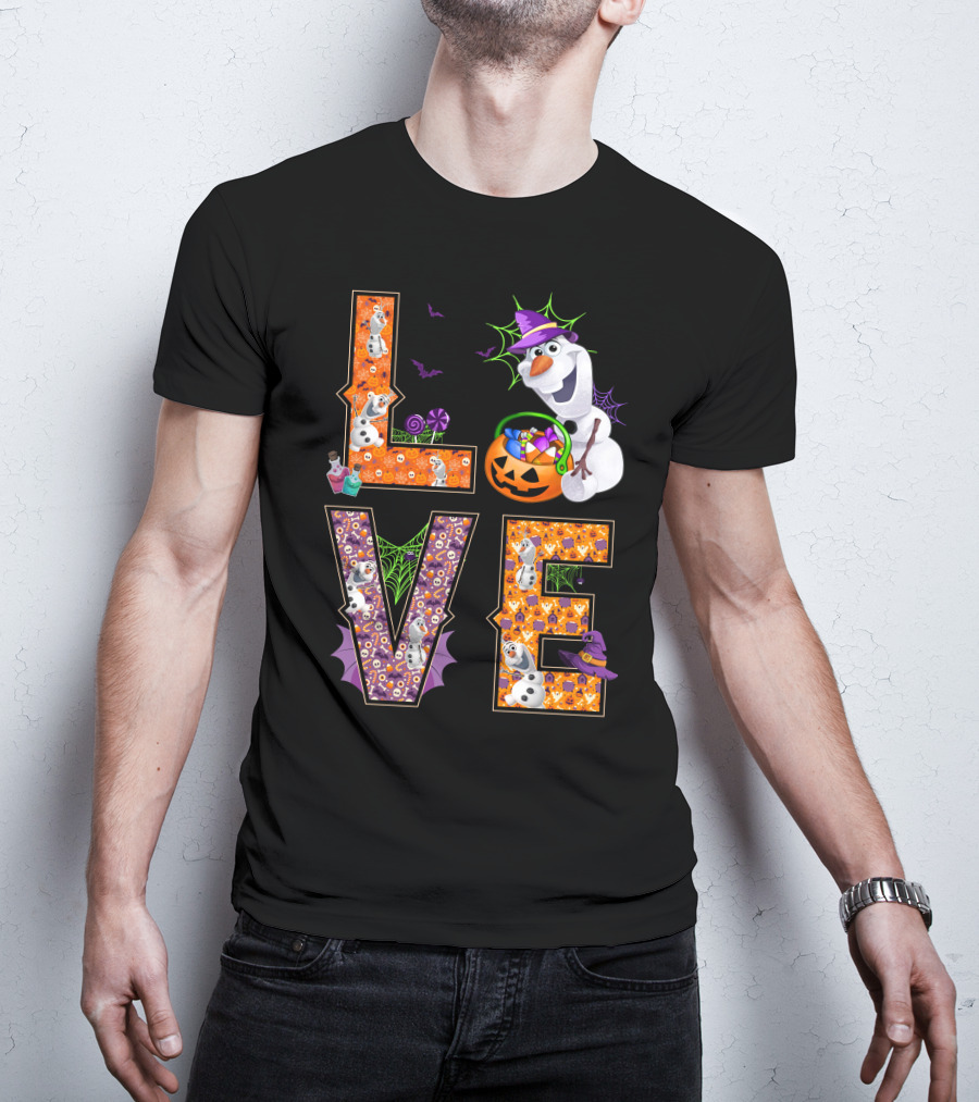 Love Halloween Olaf Candy Pumpkin Frozen Theme T-Shirt