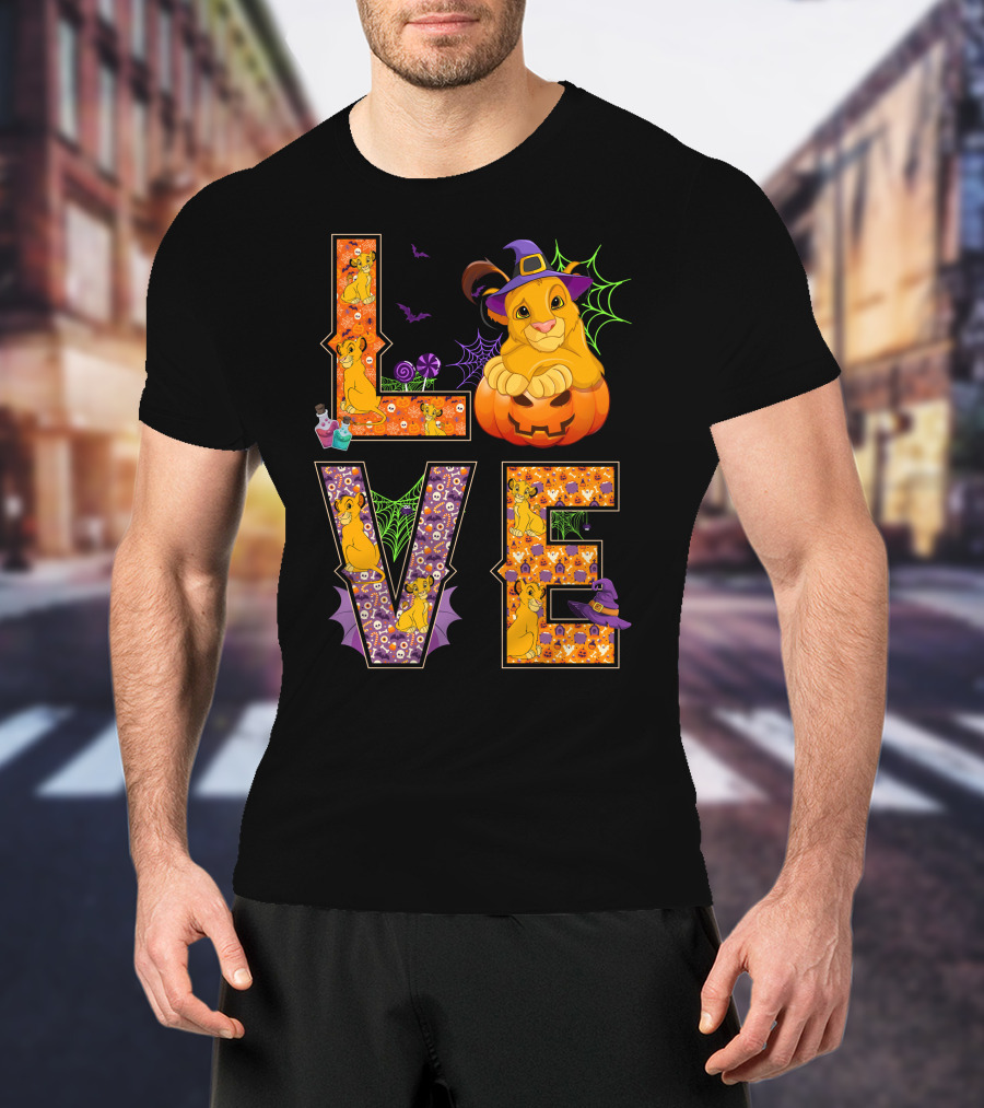 Love Halloween Simba Witch Pumpkin Spiderweb T-Shirt