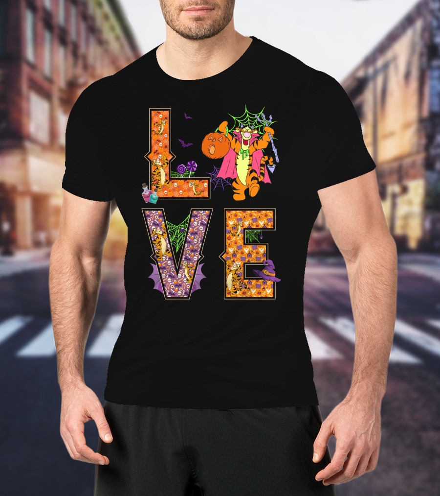 Tigger Halloween Love Pumpkin Costume Spiderwebs T-Shirt