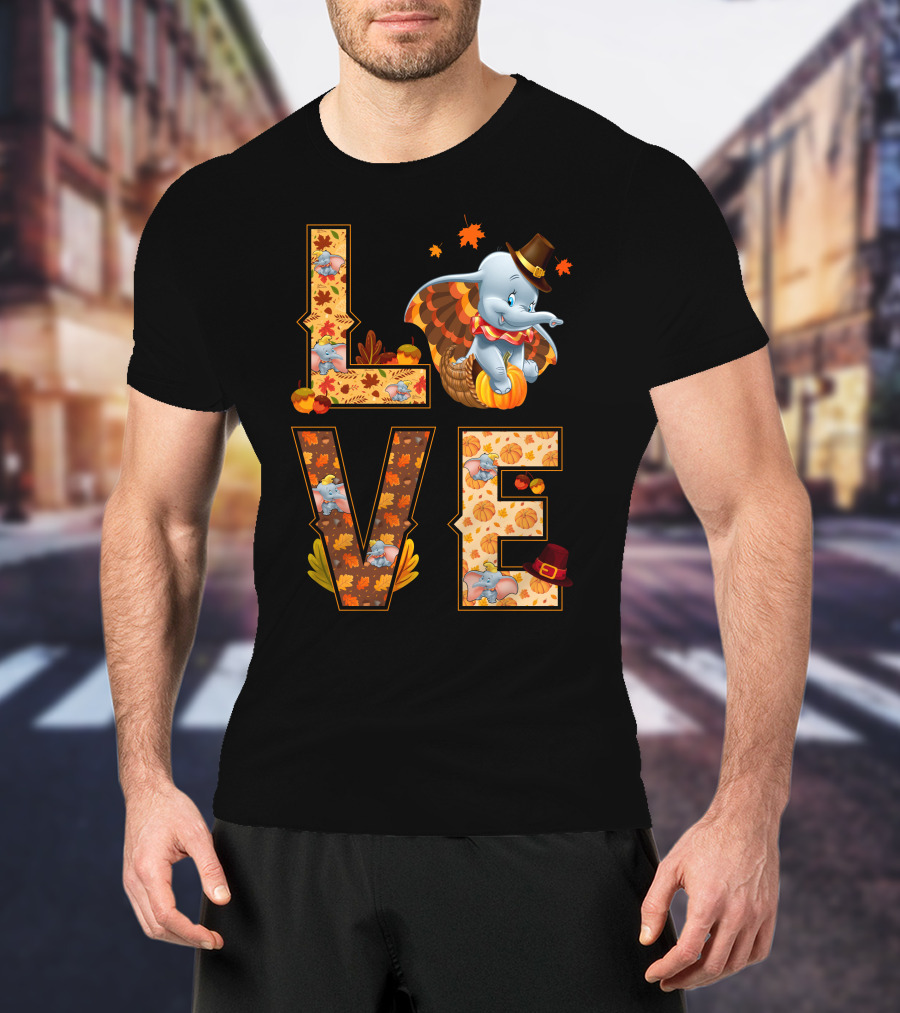 Love Dumbo Thanksgiving Autumn Theme T-Shirt