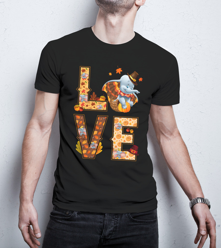 Love Dumbo Thanksgiving Autumn Theme T-Shirt