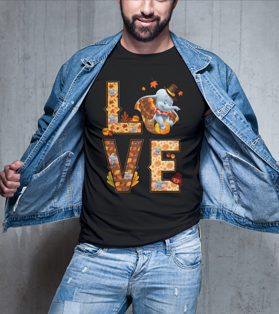 Love Dumbo Thanksgiving Autumn Theme T-Shirt