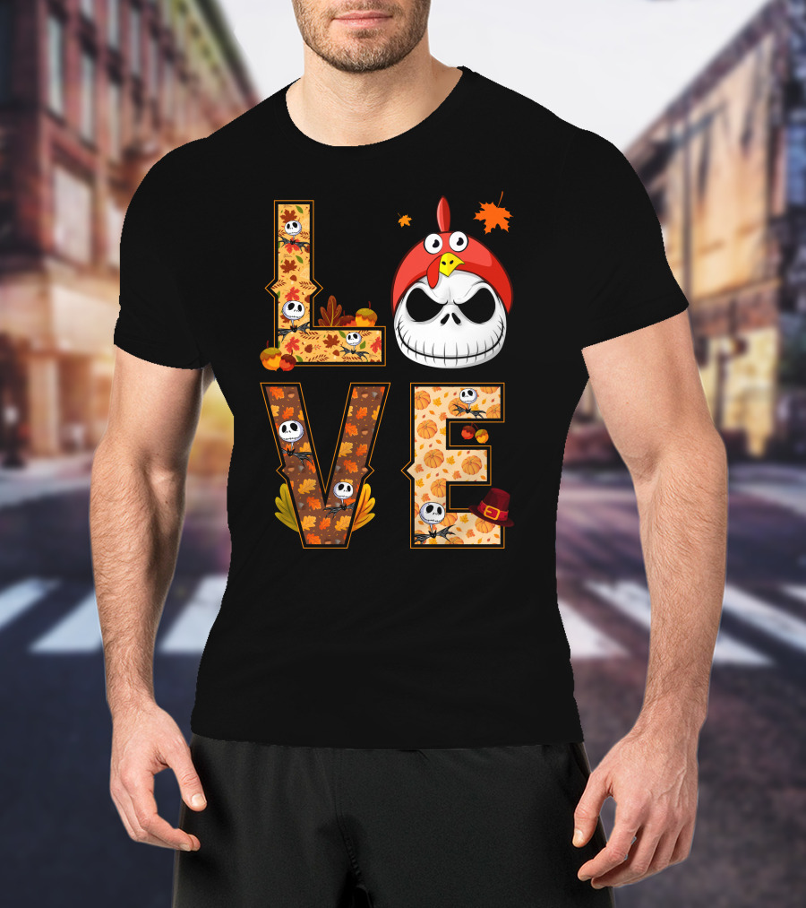 Love Jack Skellington Fall Pumpkin Thanksgiving T-Shirt