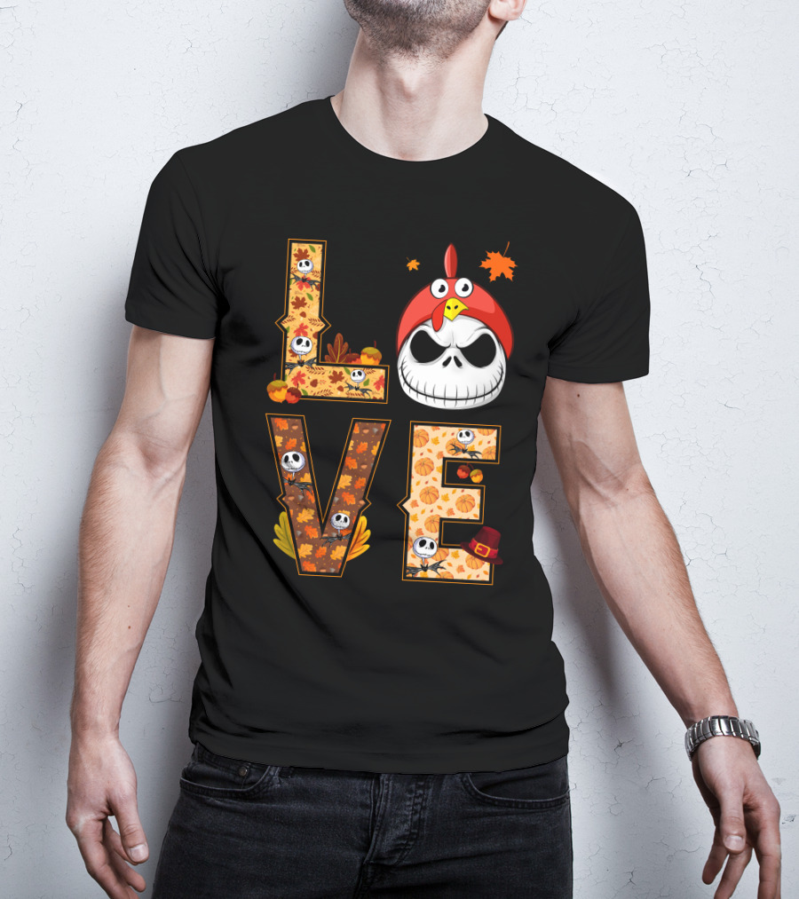 Love Jack Skellington Fall Pumpkin Thanksgiving T-Shirt
