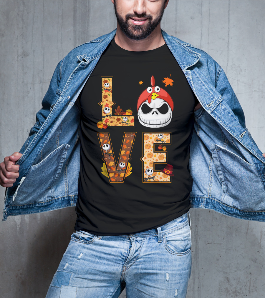 Love Jack Skellington Fall Pumpkin Thanksgiving T-Shirt