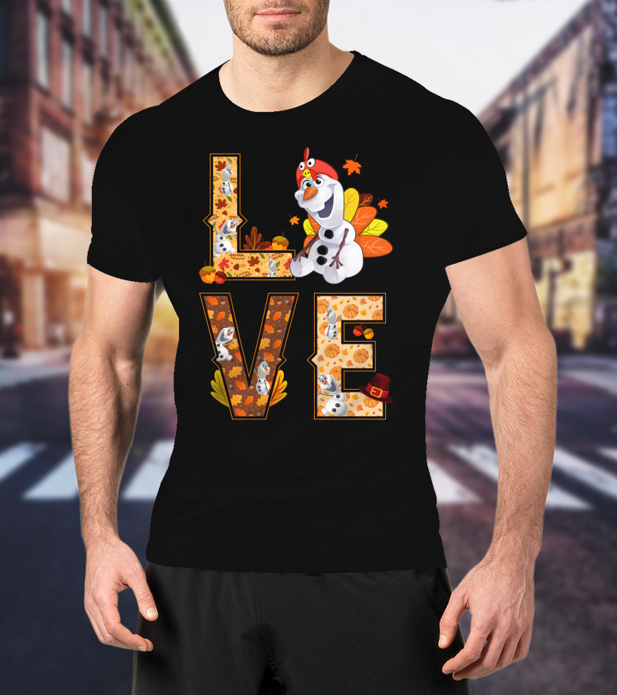 Love Olaf Thanksgiving Autumn Leaves Costume T-Shirt