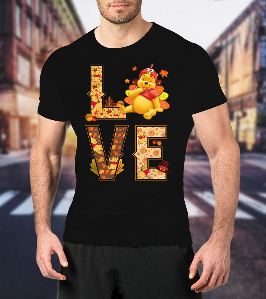 Love Pooh Fall Thanksgiving Theme T-Shirt