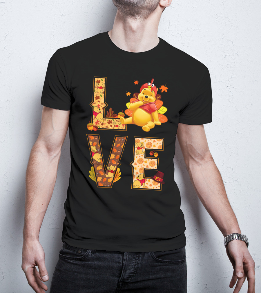 Love Pooh Fall Thanksgiving Theme T-Shirt