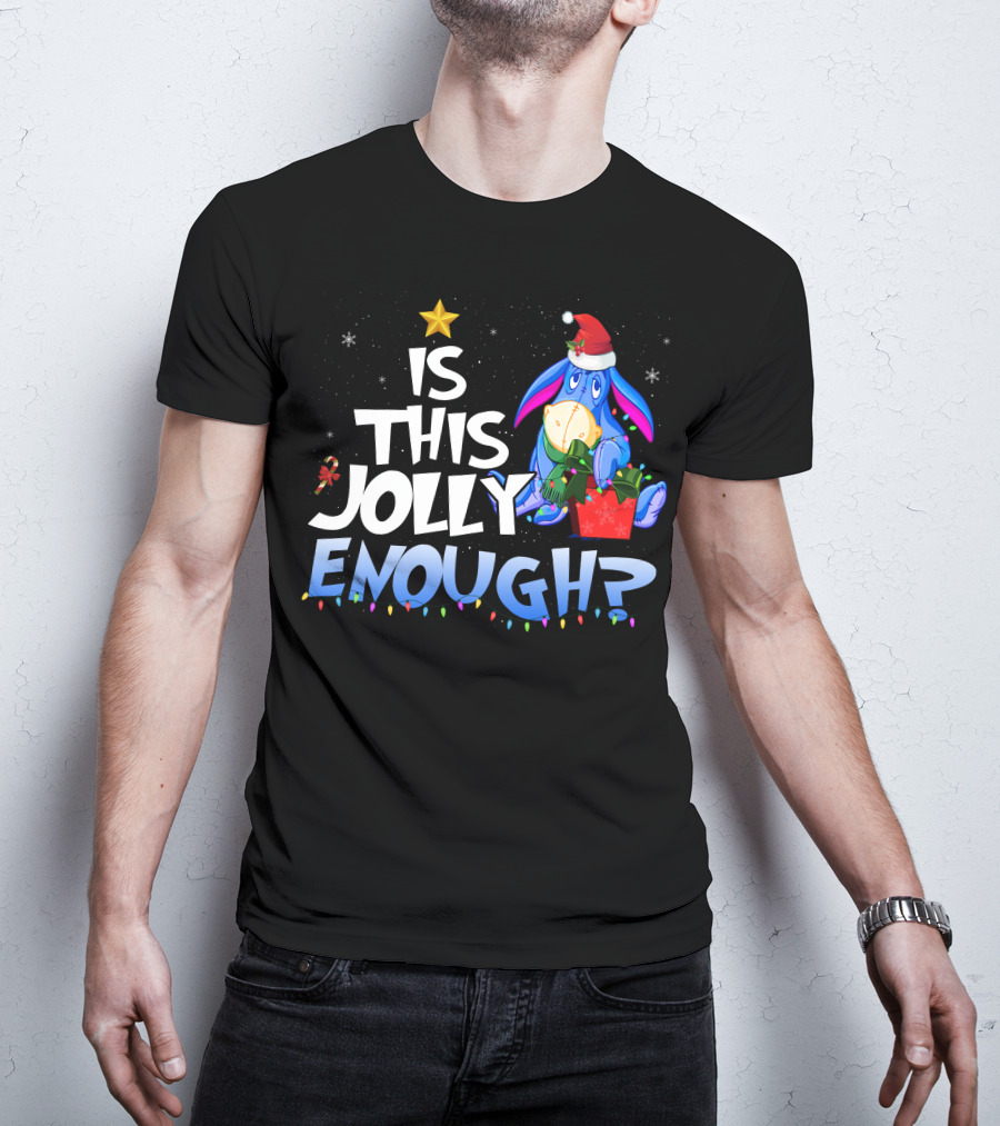 Eeyore Is This Jolly Enough Santa Christmas Lights T-Shirt