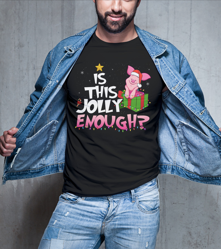 Is This Jolly Enough Piglet Christmas Santa Hat Present T-Shirt