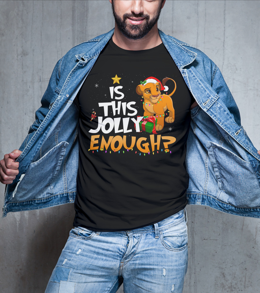 Is This Jolly Enough Simba Christmas Santa Hat T-Shirt