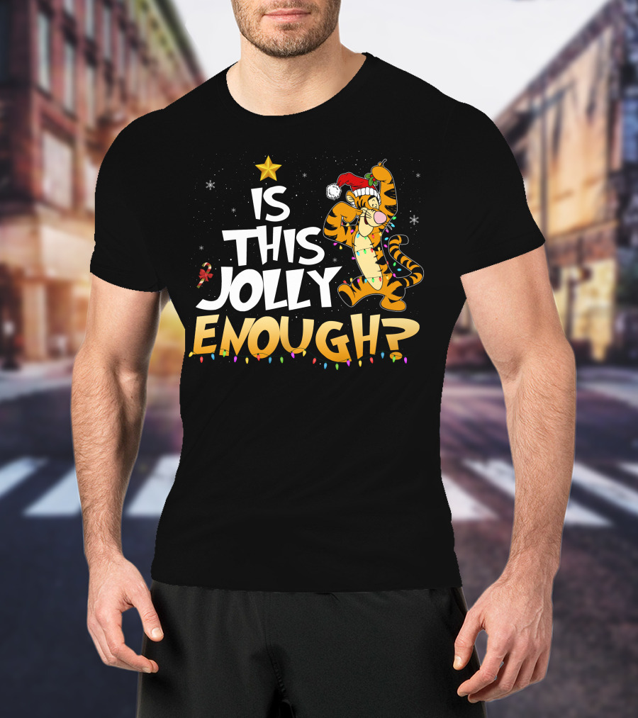 Is This Jolly Enough Tigger Christmas Santa Hat T-Shirt