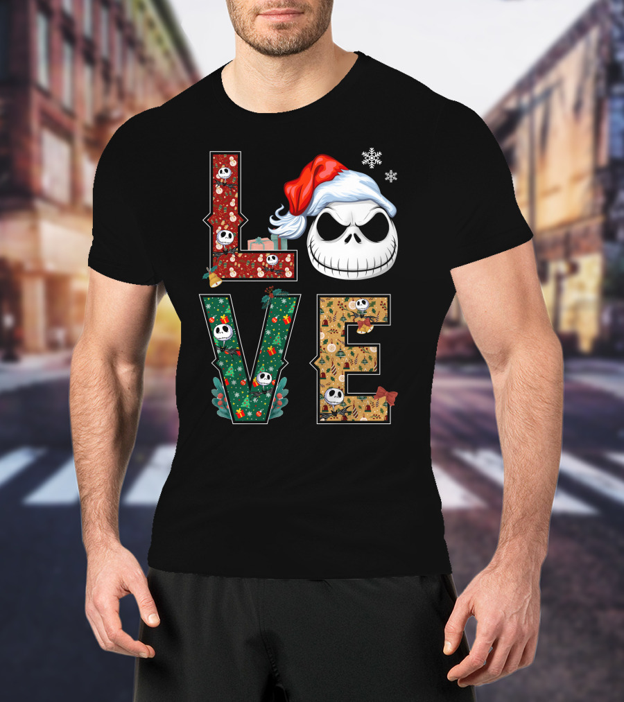 Love Jack Skellington Christmas Theme T-Shirt