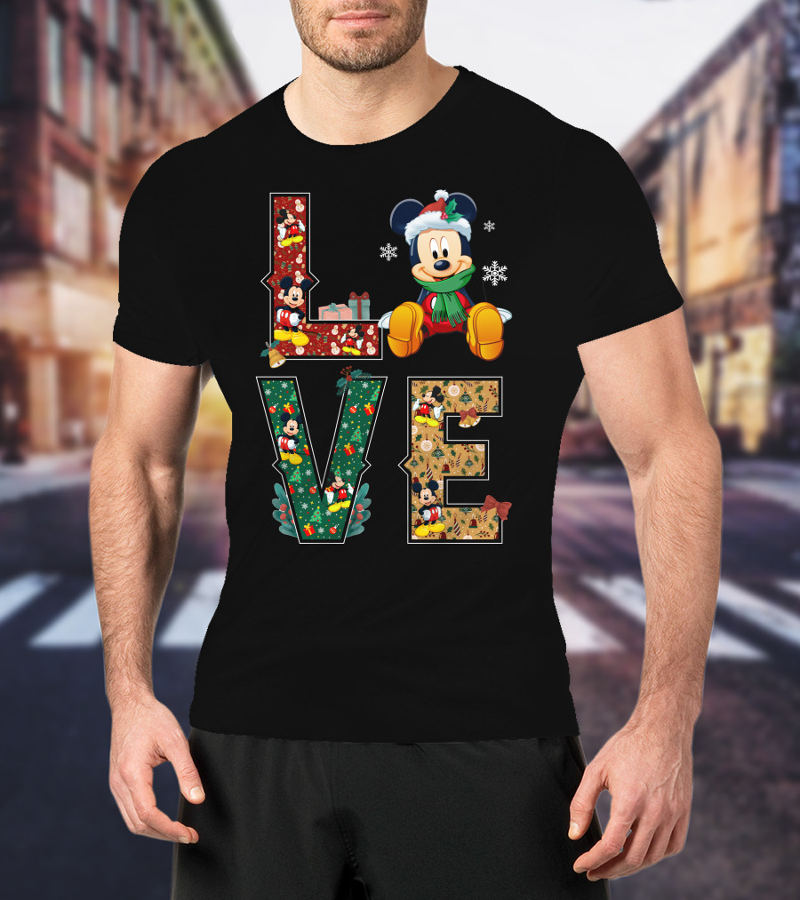 Mickey Mouse Christmas Love Holiday Festive Season T-Shirt