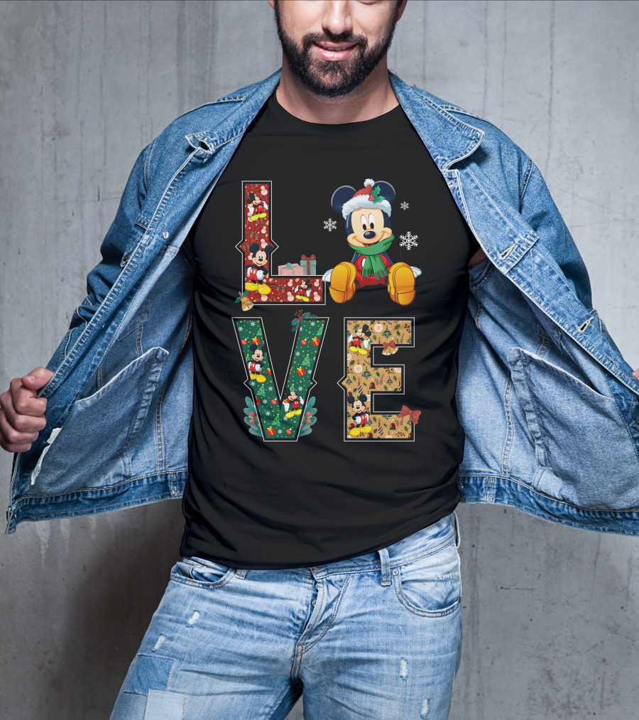 Mickey Mouse Christmas Love Holiday Festive Season T-Shirt