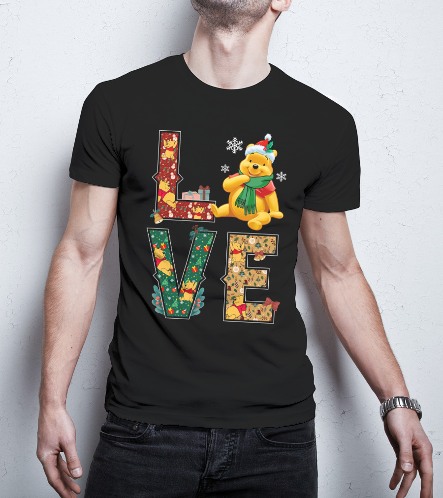 Winnie The Pooh Christmas Love Snowflakes Gifts Merry Holiday T-Shirt