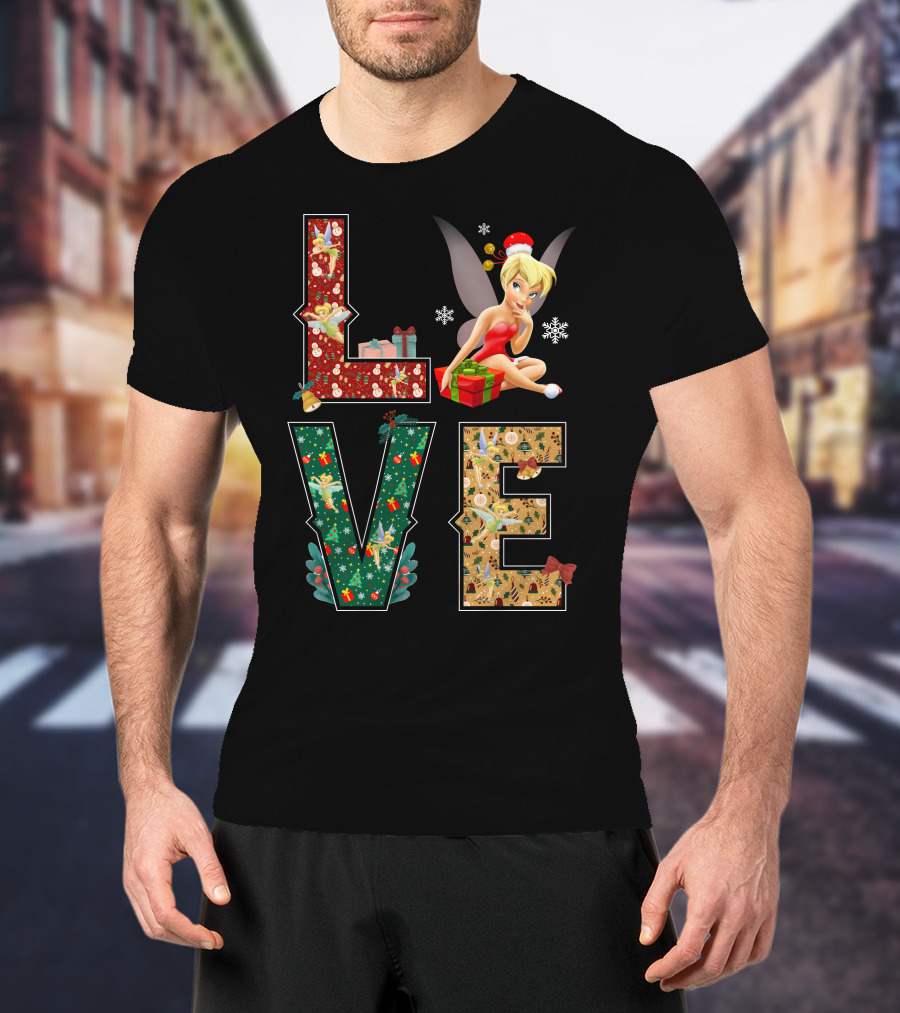Love Tinkerbell Christmas Snowflakes Presents T-Shirt