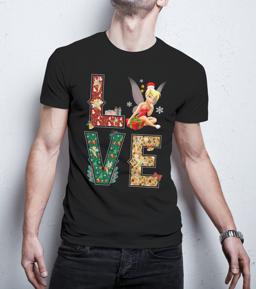 Love Tinkerbell Christmas Snowflakes Presents T-Shirt
