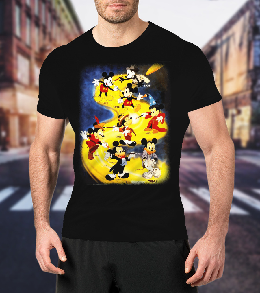 Mickey Through The Years 1928 1931 1936 1940 1941 1947 1955 Today T-Shirt