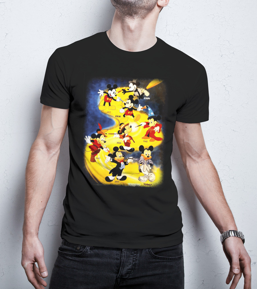 Mickey Through The Years 1928 1931 1936 1940 1941 1947 1955 Today T-Shirt
