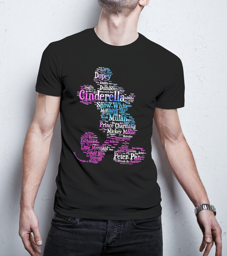 Cinderella Snow White Monsters Inc Mulan Mickey Mouse Peter Pan T-Shirt