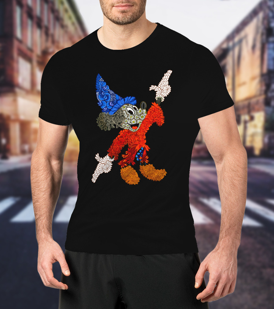 Sorcerer Mickey Floral Pattern Disney T-Shirt