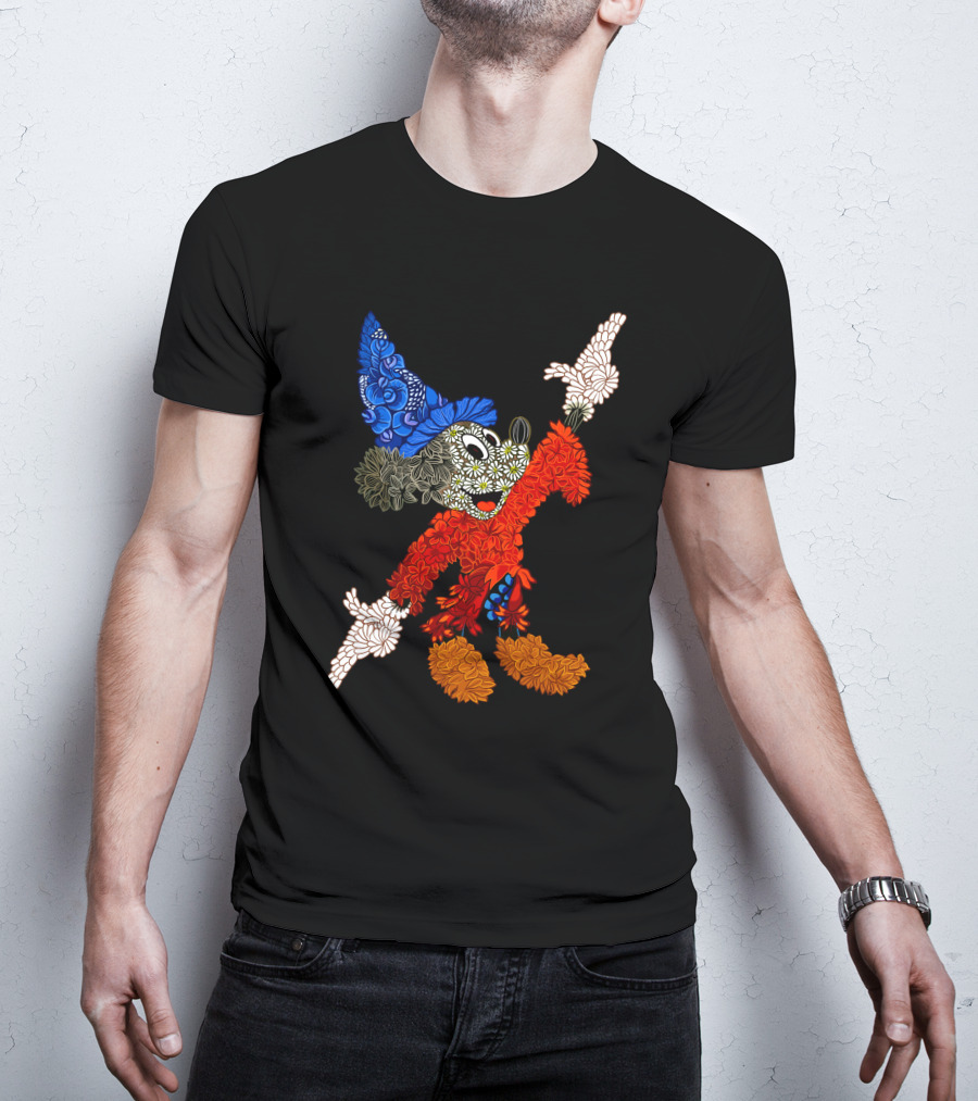 Sorcerer Mickey Floral Pattern Disney T-Shirt