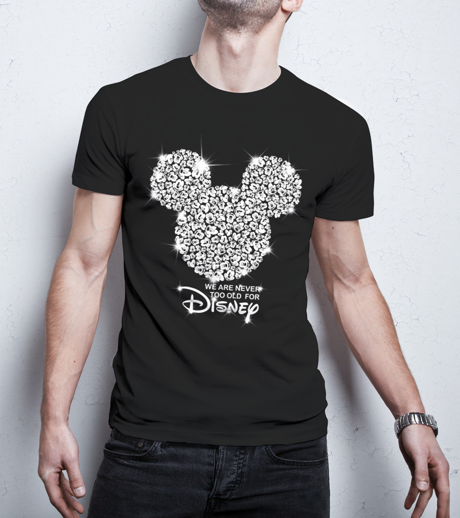 We Are Never Too Old For Disney Mickey Head Floral T-Shirt