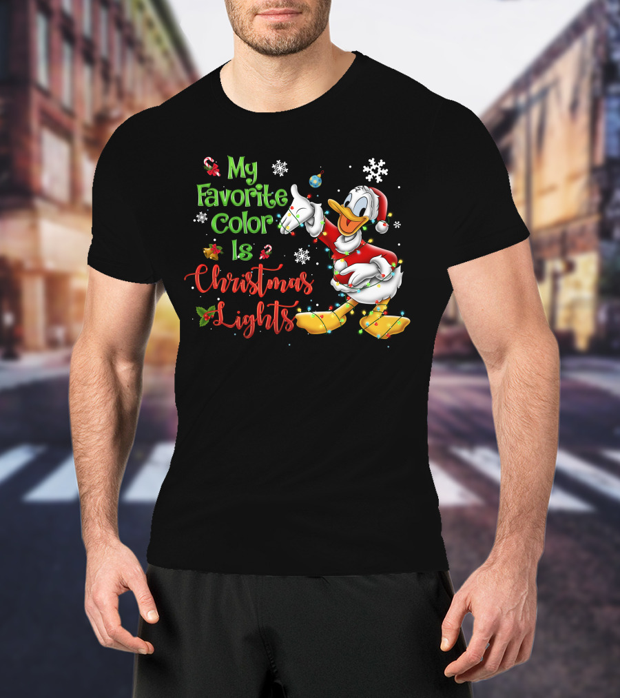 My Favorite Color Is Christmas Lights Donald Duck Snowflakes T-Shirt