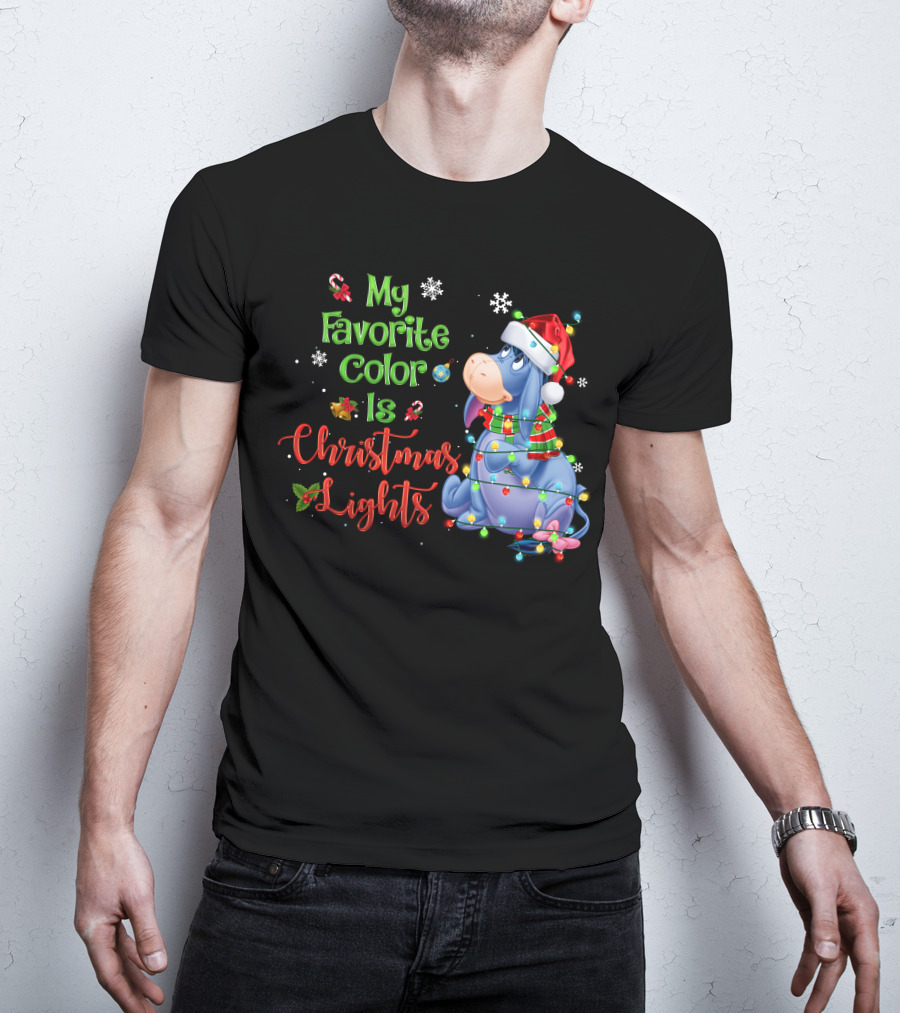 My Favorite Color Is Christmas Lights Eeyore Holiday Theme T-Shirt
