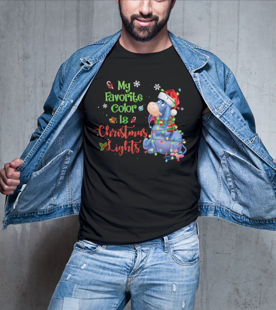 My Favorite Color Is Christmas Lights Eeyore Holiday Theme T-Shirt