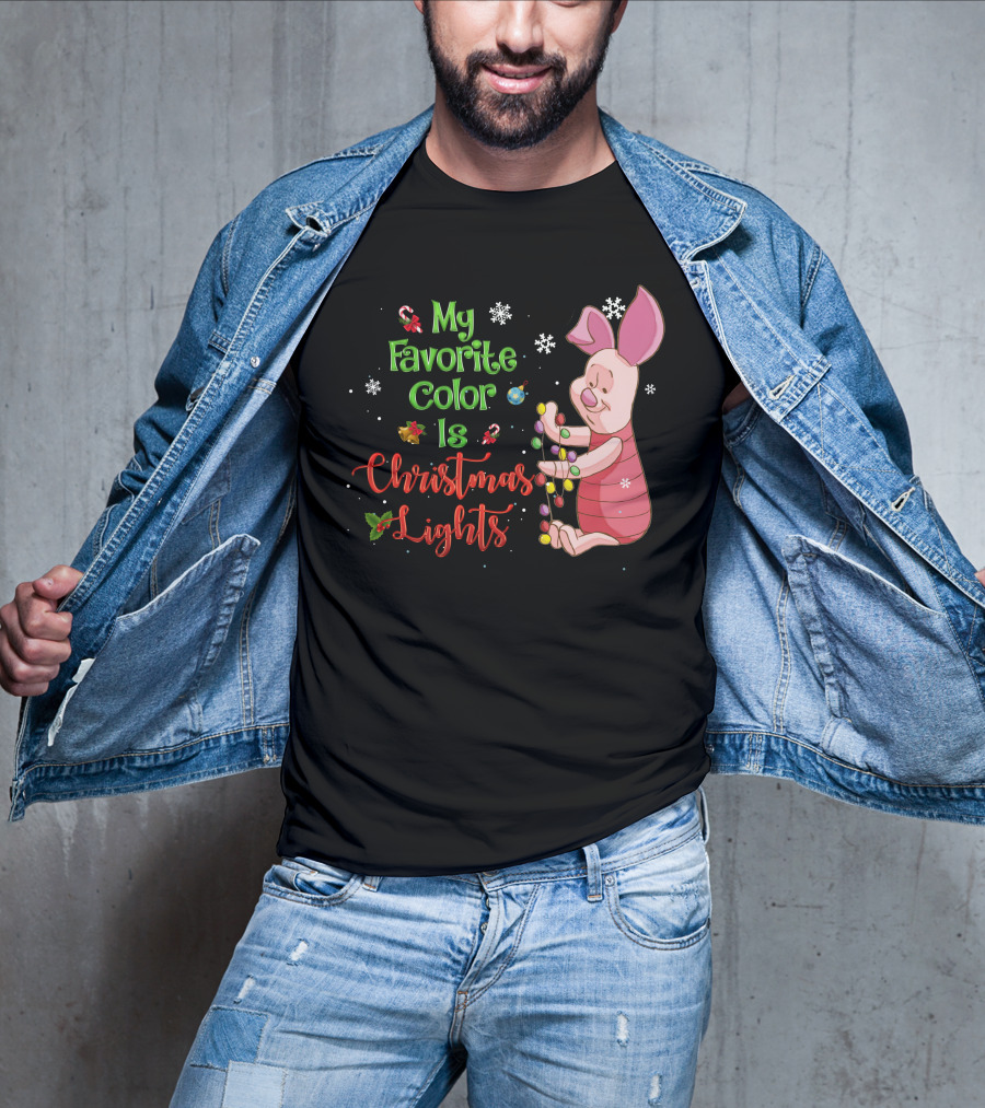 My Favorite Color Is Christmas Lights Piglet T-Shirt