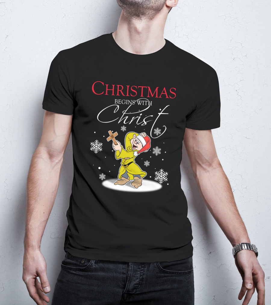 Christmas Begins With Christ Dopey Snowflakes T-Shirt