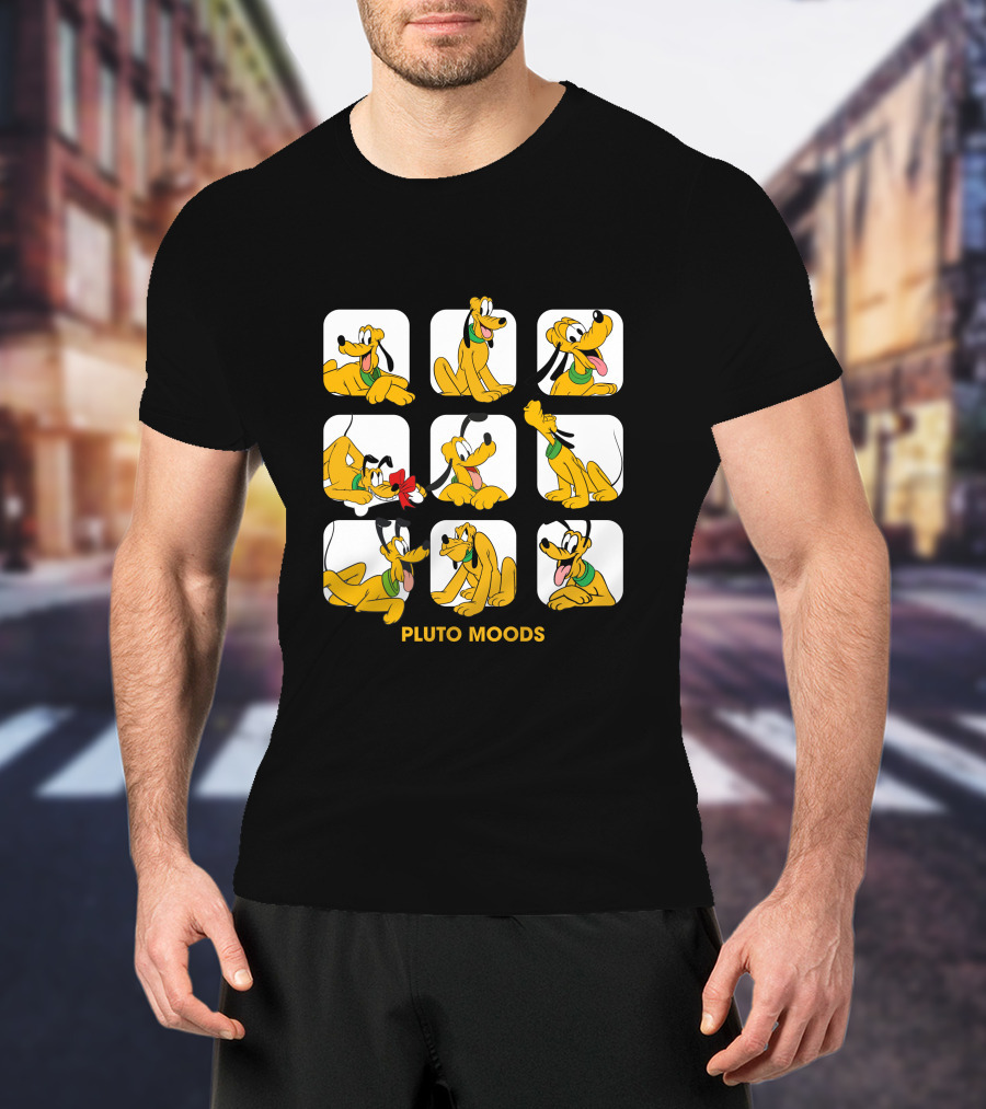 Pluto Moods Cartoon Character Expressions Collection T-Shirt