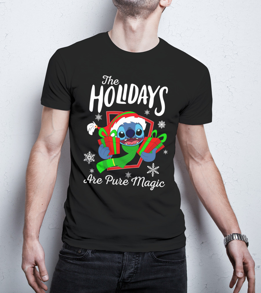 The Holidays Are Pure Magic Stitch Christmas Snowflakes Gifts T-Shirt