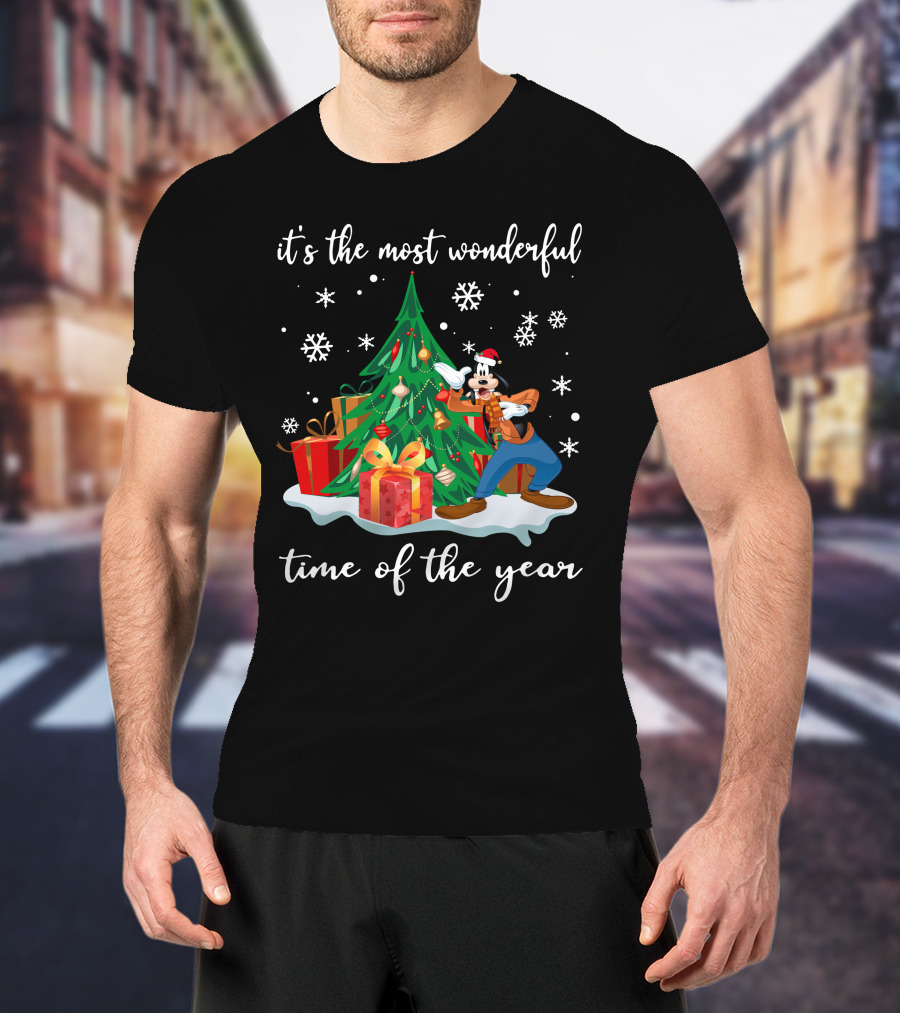 It's The Most Wonderful Time Of The Year Goofy Christmas Tree Snowflakes T-Shirt
