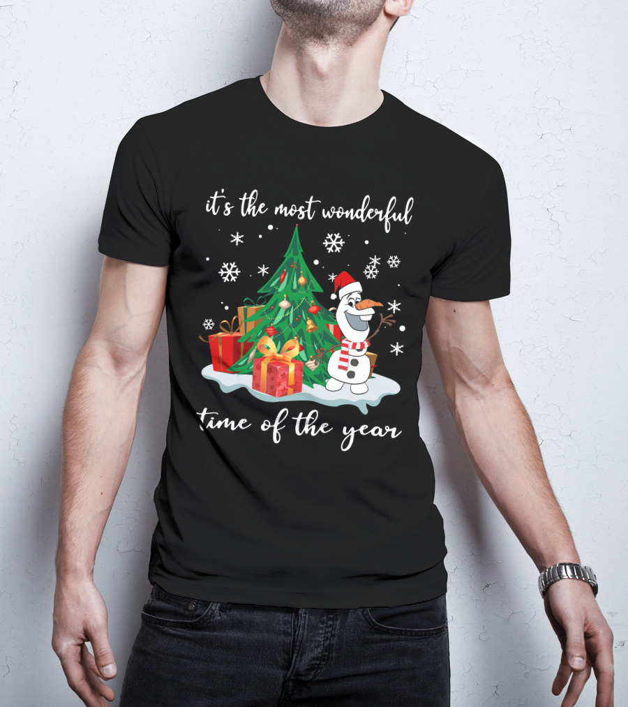 Olaf It's The Most Wonderful Time Of The Year Christmas Tree Snowman T-Shirt