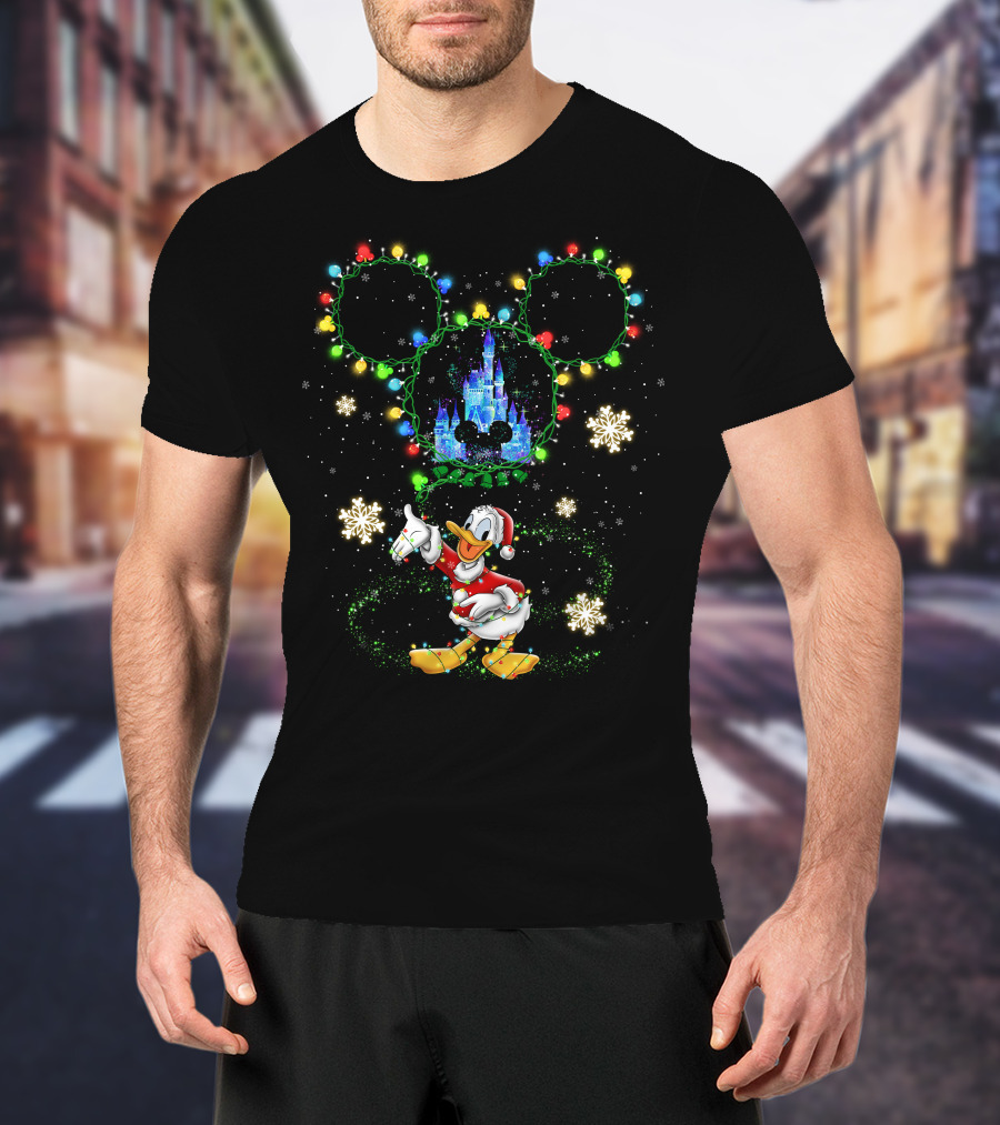 Donald Christmas Wonderland Mickey Lights Snowflakes T-Shirt