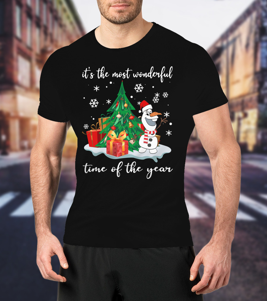 It's The Most Wonderful Time Of The Year Olaf Christmas Tree Snowman T-Shirt