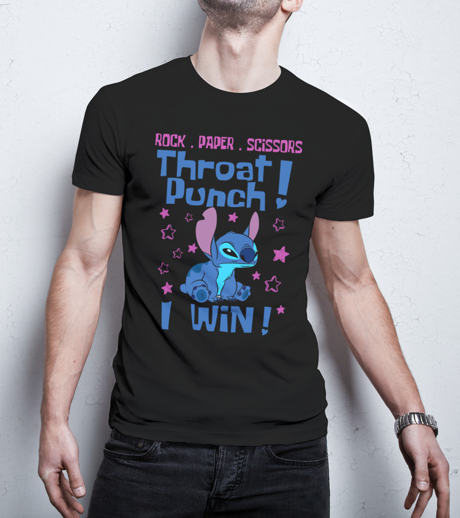 Rock Paper Scissors Throat Punch I Win Stitch T-Shirt