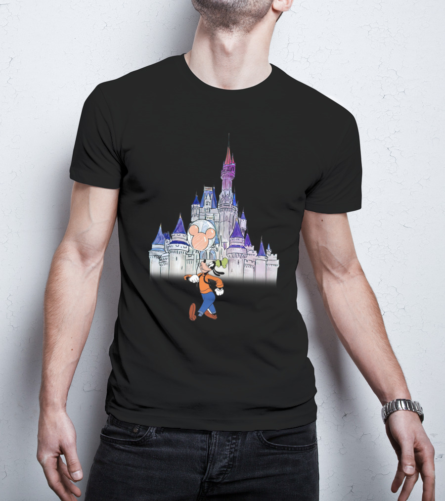 Goofy At Magical Castle With Mouse Balloon T-Shirt