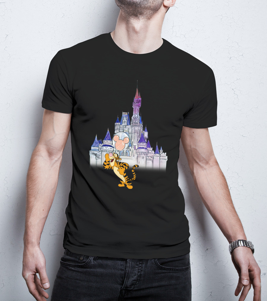 Tigger At Disney Castle With Mickey Balloon T-Shirt